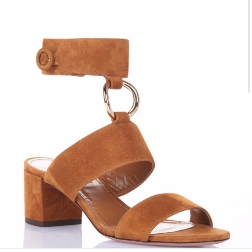 Aquazzura Safari Suede block heel 50mm sandals